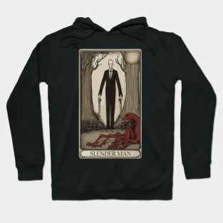 Slender Man Occult Tarot Card Illustration Parody - Mystical Humor Hoodie